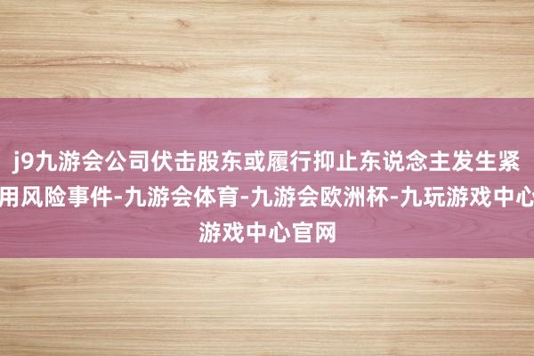 j9九游会公司伏击股东或履行抑止东说念主发生紧要信用风险事件-九游会体育-九游会欧洲杯-九玩游戏中心官网